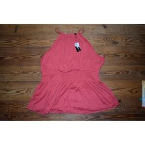 EXPRESS Coral Halter Top‎ Womens Size L Sleeveless Peplum Blouse